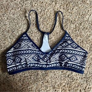 Carve Designs Women's L Stinson Bikini Top White Navy Blue Anchor Bali Racerback